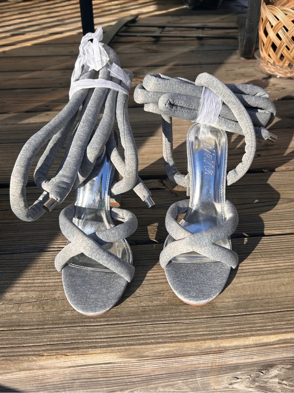 Liliana Gray Wrap-Ankle Block Heel Sandals - Women - Picture 3 of 7
